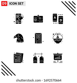 Set of 9 Modern UI Icons Symbols Signs for bath; bathroom; marketing; usa; bird Editable Vector Design Elements
