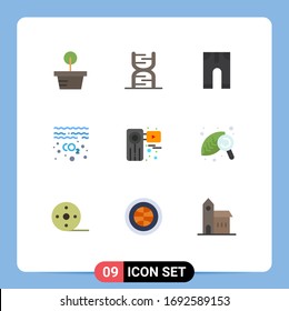 Set of 9 Modern UI Icons Symbols Signs for movie; co; baby; pollution; gas Editable Vector Design Elements