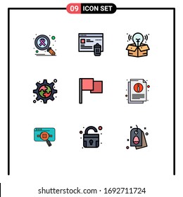 Set of 9 Modern UI Icons Symbols Signs for info; flag; creative; basic; process Editable Vector Design Elements