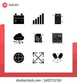 Set of 9 Modern UI Icons Symbols Signs for grid; document; office; contract; sign Editable Vector Design Elements