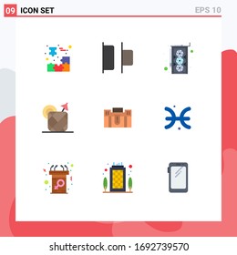 Set of 9 Modern UI Icons Symbols Signs for case; briefcase; computer; drink; juice Editable Vector Design Elements