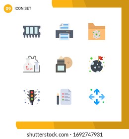 Conjunto de 9 símbolos modernos de iconos de la interfaz de usuario para el hidratante; masaje corporal; ciencia; loción corporal; elementos de diseño de vectores editables de laboratorio