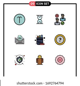Set of 9 Modern UI Icons Symbols Signs for color; letter; user; fax; mail Editable Vector Design Elements