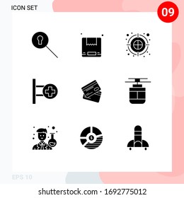 Set of 9 Modern UI Icons Symbols Signs for credit card; business; dart; creditcard; sign Editable Vector Design Elements