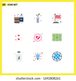 Set of 9 Modern UI Icons Symbols Signs for adultery; hour; science; glass; heart Editable Vector Design Elements