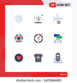 Set von 9 modernen UI Icons Symbole Zeichen für die Liebe; Sport; Flug, Fußball; Ball Editierbare Vektorillustration Design Elements