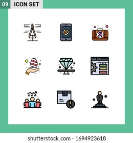 Set of 9 Modern UI Icons Symbols Signs for premium; nature; no mobile; hand; medical Editable Vector Design Elements