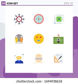 Set of 9 Modern UI Icons Symbols Signs for emojis; duplicate; chip; identity; clone Editable Vector Design Elements