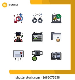 Set of 9 Modern UI Icons Symbols Signs for web image; design; advertising; graphic; driver Editable Vector Design Elements
