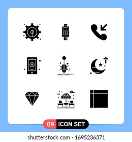 Set of 9 Modern UI Icons Symbols Signs for medicine; hospital; credit card machine; health; incoming Editable Vector Design Elements