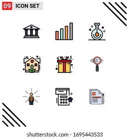 Set of 9 Modern UI Icons Symbols Signs for christmas; real; chemistry; plant; estate Editable Vector Design Elements