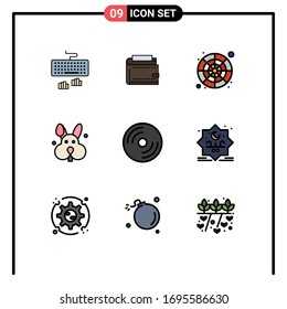 Conjunto de 9 símbolos modernos de iconos de la interfaz de usuario para conejo; bynny; personal; muestra; paleta de colores Elementos de diseño de vectores editables