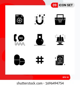 Set of 9 Modern UI Icons Symbols Signs for help; communication; bag; center; toolkit Editable Vector Design Elements