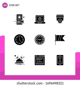 Set of 9 Modern UI Icons Symbols Signs for golf; wall; business; clock; products Editable Vector Design Elements