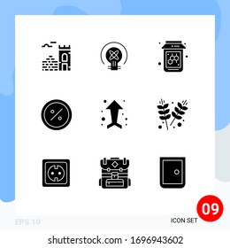 Set of 9 Modern UI Icons Symbols Signs for arrows; online; fruit; market; e Editable Vector Design Elements