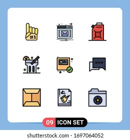 Set of 9 Modern UI Icons Symbols Signs for bubble; package; fuel; ecommerce; food Editable Vector Design Elements
