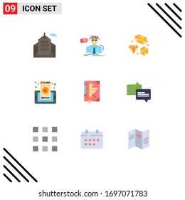 Set of 9 Modern UI Icons Symbols Signs for codex; cell; diamond; phone; web page Editable Vector Design Elements