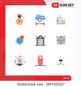 Set of 9 Modern UI Icons Symbols Signs for point; global; cloud sync settings; business; shop Editable Vector Design Elements