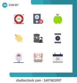 Conjunto de 9 símbolos modernos de símbolos de iconos de la interfaz de usuario para el muelle; hoja; quitar; verde; estudio de elementos de diseño de vectores editables