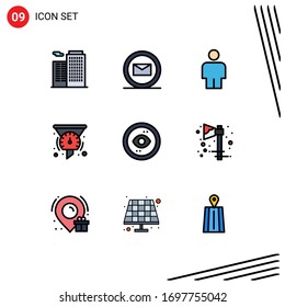 Set of 9 Modern UI Icons Symbols Signs for view; interface; filter; eye; performance Editable Vector Design Elements