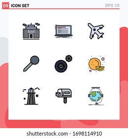Set of 9 Modern UI Icons Symbols Signs for winter; tires; airport; mark; pin Editable Vector Design Elements
