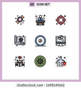 Set of 9 Modern UI Icons Symbols Signs for id; address; life; design; build Editable Vector Design Elements