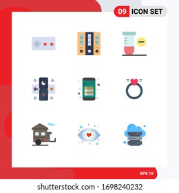Set of 9 Modern UI Icons Symbols Signs for note; book; science; app; tarot Editable Vector Design Elements