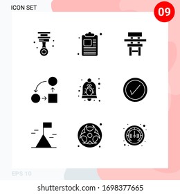 Set of 9 Modern UI Icons Symbols Signs for bug; strategy; class; planning; diagram Editable Vector Design Elements