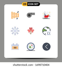 Set of 9 Modern UI Icons Symbols Signs for flower; flora; santa; flower; weather Editable Vector Design Elements