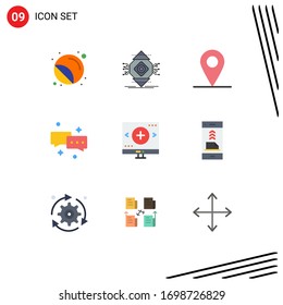 Set of 9 Modern UI Icons Symbols Signs for find; email; computer; mail; chat Editable Vector Design Elements