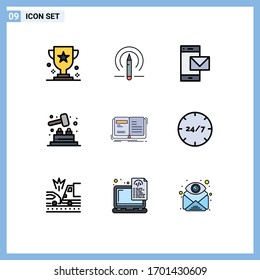 Set of 9 Modern UI Icons Symbols Signs for author; game; tools; whack a mole; phone Editable Vector Design Elements