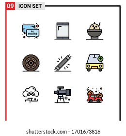 Conjunto de 9 símbolos modernos de iconos de la interfaz de usuario para el equipo; eléctrico; arroz; dispositivos; elementos de diseño de vectores editables de cocina