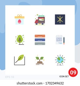 Set von 9 Symbolen der modernen Benutzeroberfläche, Zeichen für Schublade; Kabinett; Kühlschrank; Baum; Design-Elemente für Vektorillustrationen mit bearbeitbarer Natur