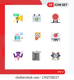 Set of 9 Modern UI Icons Symbols Signs for electric; tax return; england; tax; reminder Editable Vector Design Elements