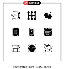 Set of 9 Modern UI Icons Symbols Signs for payment; printing; baking; paper; design Editable Vector Design Elements