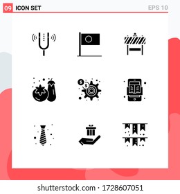 Conjunto de 9 símbolos de iconos modernos de la interfaz de usuario para el dólar; supermercado; país; compras; elementos de diseño de vectores editables de tráfico