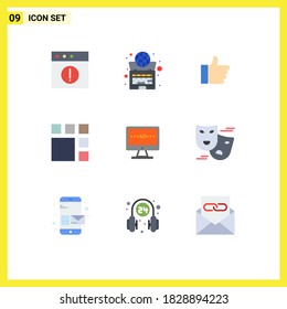 Set of 9 Modern UI Icons Symbols Signs for ad; layout; hand; image; editing Editable Vector Design Elements
