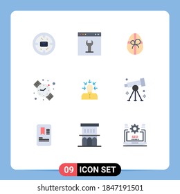 Set of 9 Modern UI Icons Symbols Signs for criticism; choice; setting; hand watch; back to school Editable Vector Design Elements