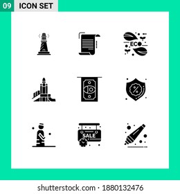 Set of 9 Modern UI Icons Symbols Signs for nuclear; bomb; paper; science; green Editable Vector Design Elements