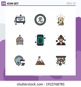 Set of 9 Modern UI Icons Symbols Signs for app; helmet; value; astronaut; trophies Editable Vector Design Elements