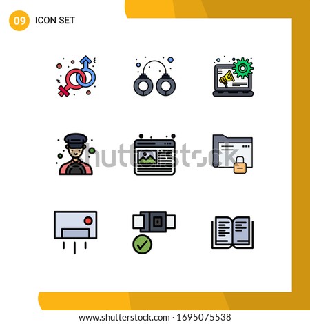 Set of 9 Modern UI Icons Symbols Signs for web image; design; advertising; graphic; driver Editable Vector Design Elements