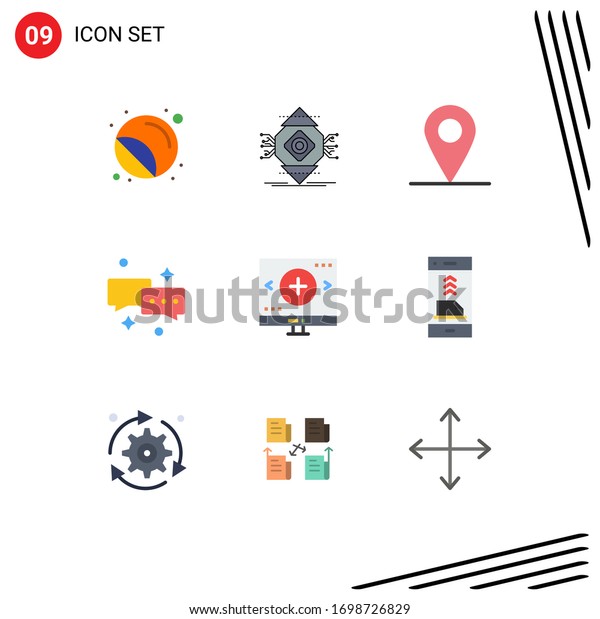 Set of 9 Modern UI\
Icons Symbols Signs for find; email; computer; mail; chat Editable\
Vector Design Elements