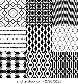 Set of 9 monochrome elegant seamless patterns