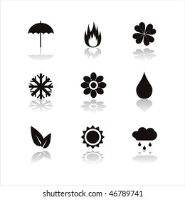 set of 9 nature icons