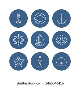 Set of 9 nautical icons vector