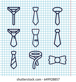 Set of 9 neck outline icons such as tie