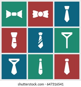 Set of 9 necktie filled icons such as bow tie