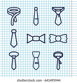 Set of 9 necktie outline icons such as tie