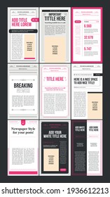 Set of 9 newspaper look social media templates for multiple purposes