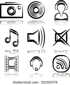 Set from 9 (nine) computer's multimedia icons
